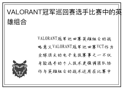 VALORANT冠军巡回赛选手比赛中的英雄组合