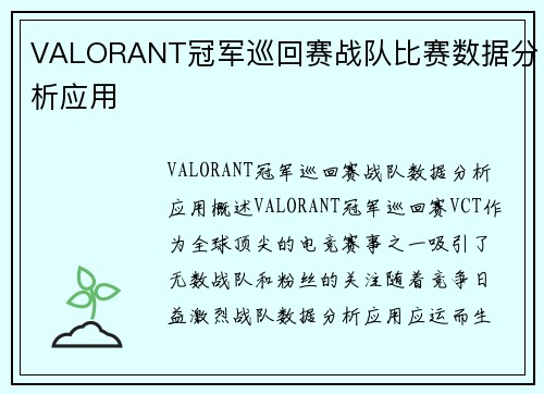 VALORANT冠军巡回赛战队比赛数据分析应用