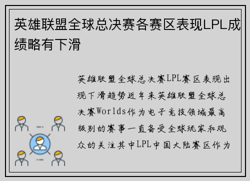 英雄联盟全球总决赛各赛区表现LPL成绩略有下滑